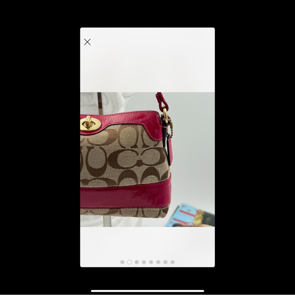 Coach Signature Mini Canvas and Fuchsia / Burgundy Vintage EUC - Picture 7 of 8
